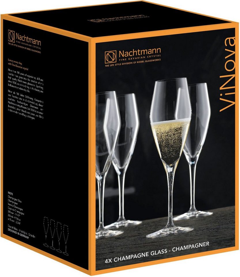 Nachtmann Champagnerglas ViNova, 4-tlg., Kristallglas, 280 ml, Made in Germany, 4-teilig – Bild 3 von 3