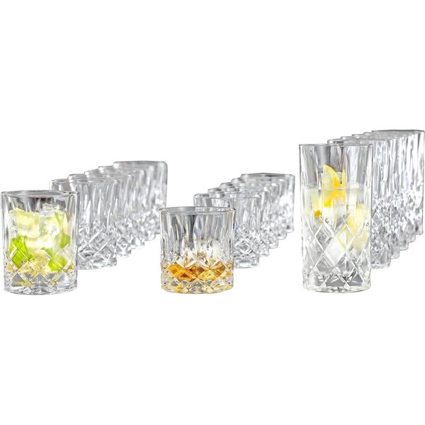 Nachtmann Glas NOBLESSE, Becher 18er-Set, Glas (6 x 3 versch), Glas, Made in Germany