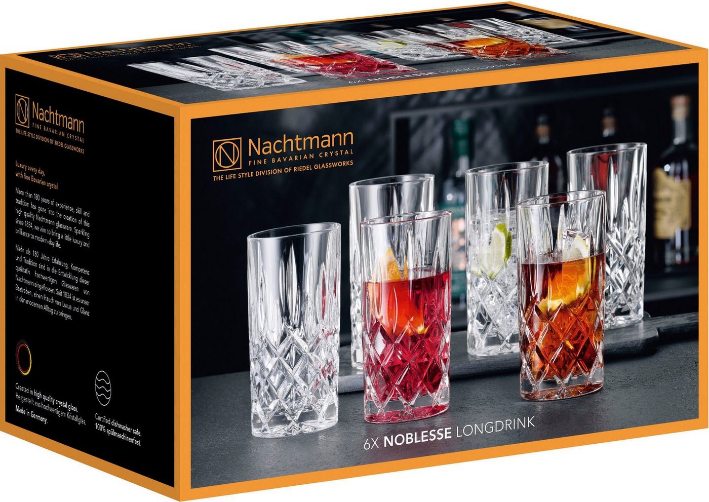 Nachtmann Longdrinkglas Noblesse, 6-tlg., Kristallglas, Made in Germany, 395 ml, 6-teilig – Bild 3 von 3