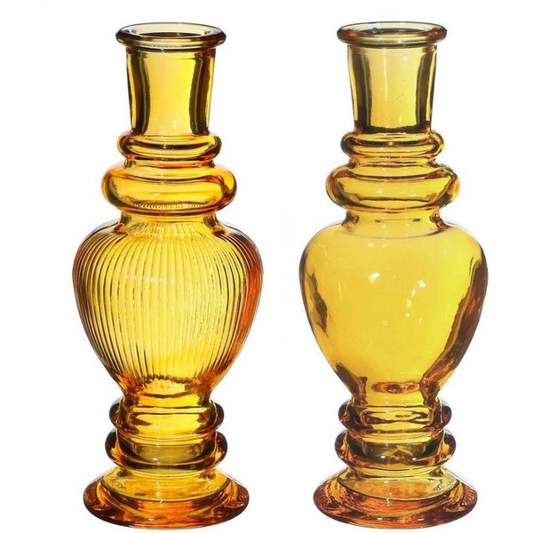 NaDeco Dekovase Glasvase "Venice" 2er Set in Ocker, Größe h.15.5 Ø 5.7cm