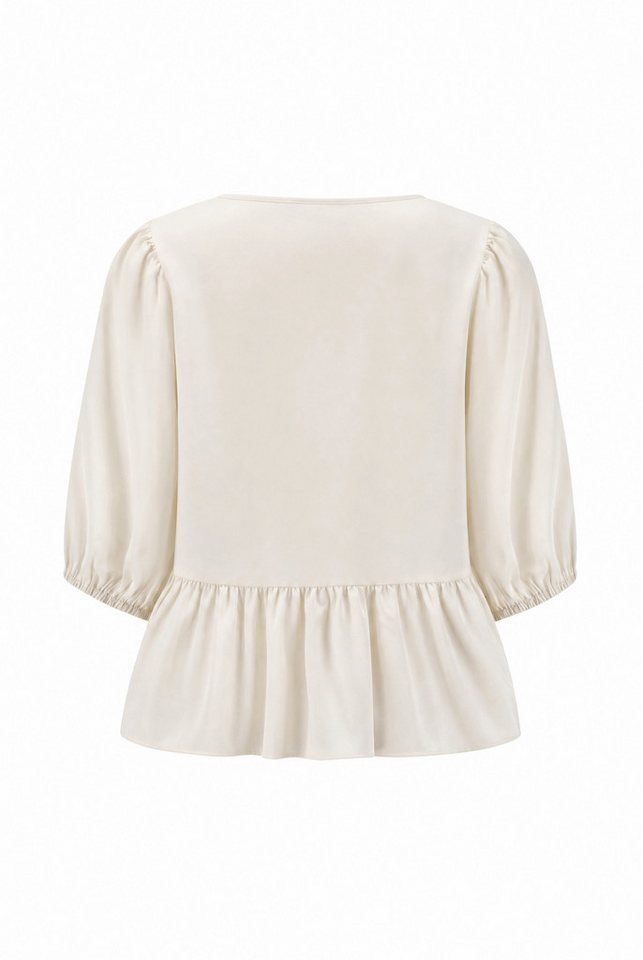 NADINE H Blusenshirt Baumwoll-Bluse mit Puffärmeln Kragenband im Frühlingsstyle – Bild 3 von 4