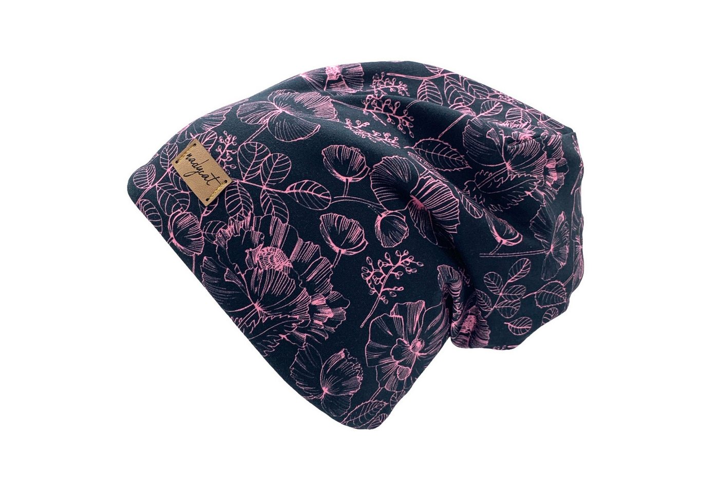 nadycat Beanie BLACK FLOWER (2-St., Beanie mit passendem Loop) handgefertigt aus der Lausitz – Bild 2 von 5