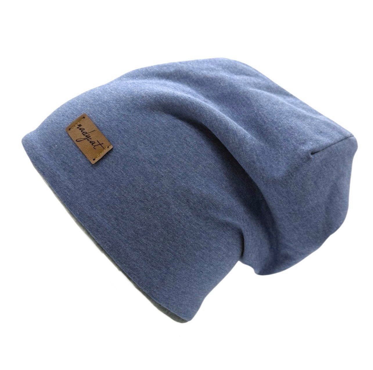 nadycat Beanie BLAU meliert UNI (2-St., Beanie mit passendem Loop) handgefertigt aus der Lausitz – Bild 2 von 5