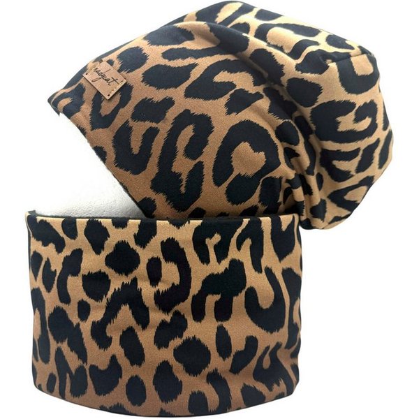 nadycat Beanie LEO-Look (2-St., Beanie mit passendem Loop) handgefertigt aus der Lausitz