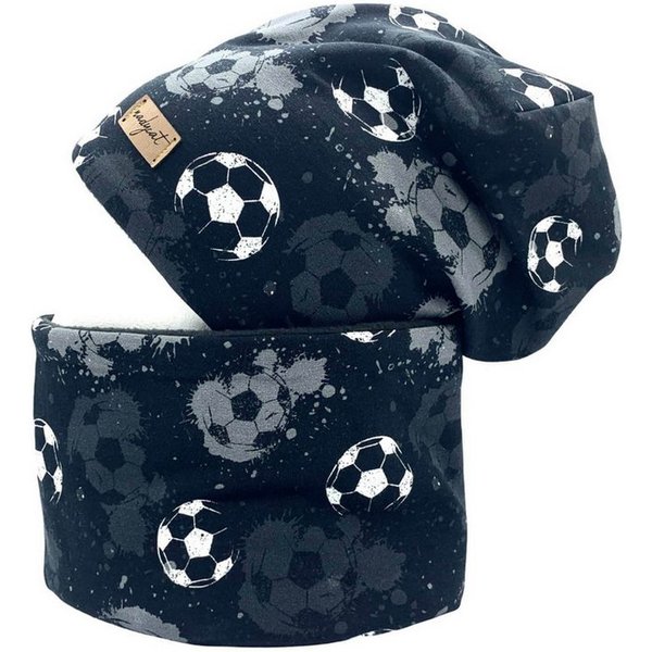 nadycat Beanie SOCCER black (2-St., Beanie mit passendem Loop) handgefertigt aus der Lausitz