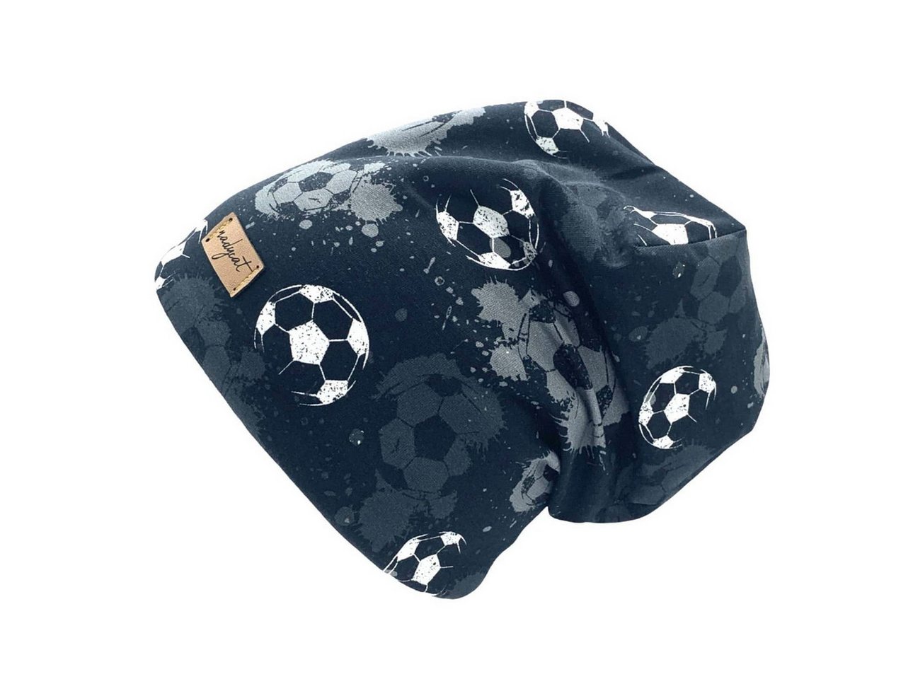 nadycat Beanie SOCCER black (2-St., Beanie mit passendem Loop) handgefertigt aus der Lausitz – Bild 2 von 5