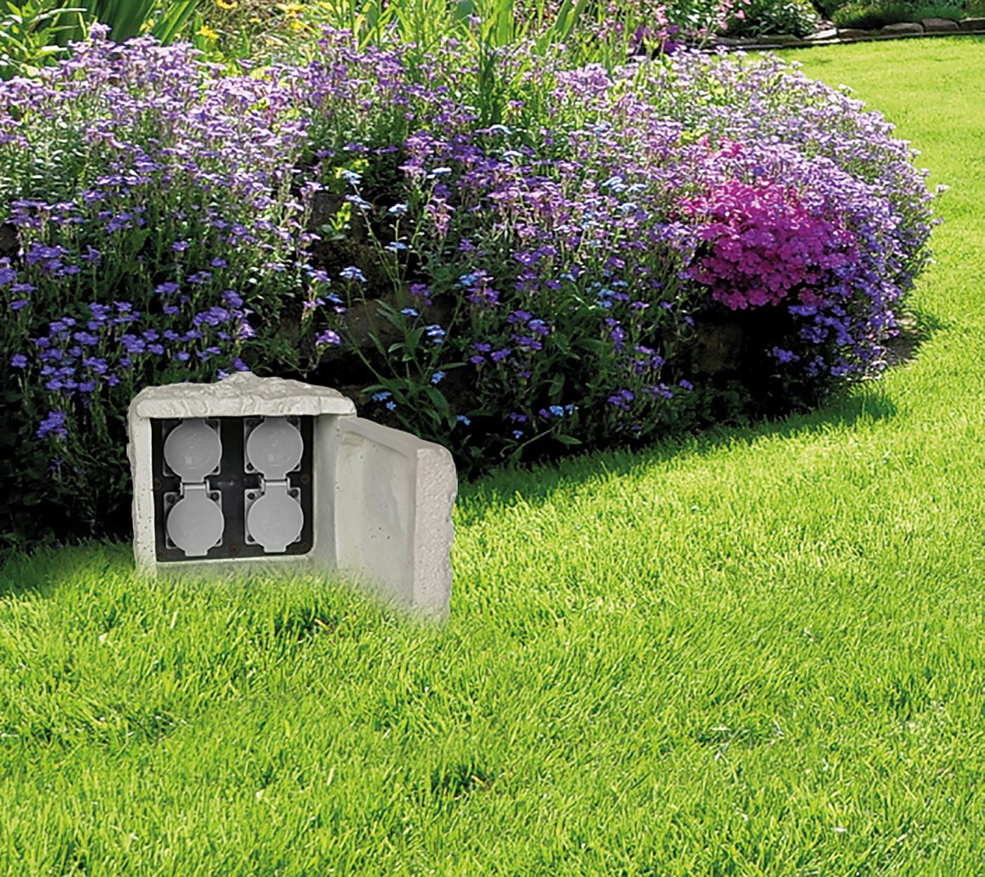 näve Gartensteckdose Roccus, 1-St., max. Leistung: 3600W, Kabellänge: 5m, Material: Kunststein/Polyresin – Bild 3 von 4