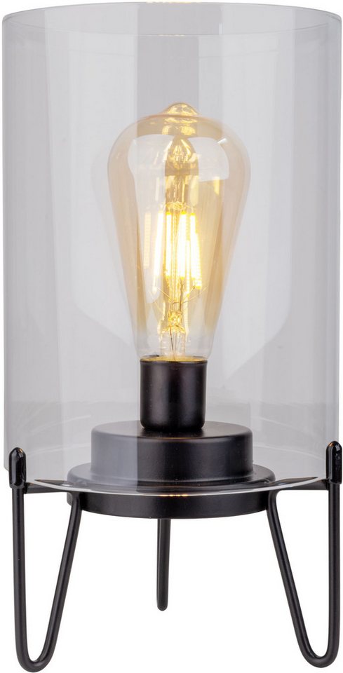 näve LED Außen-Tischleuchte Lonna, Ein-/Ausschalter, Timerfunktion, LED fest integriert, Warmweiß, Glasschirm klar, batteriebetrieben, Timer, Gestell schwarz, H – Bild 3 von 5