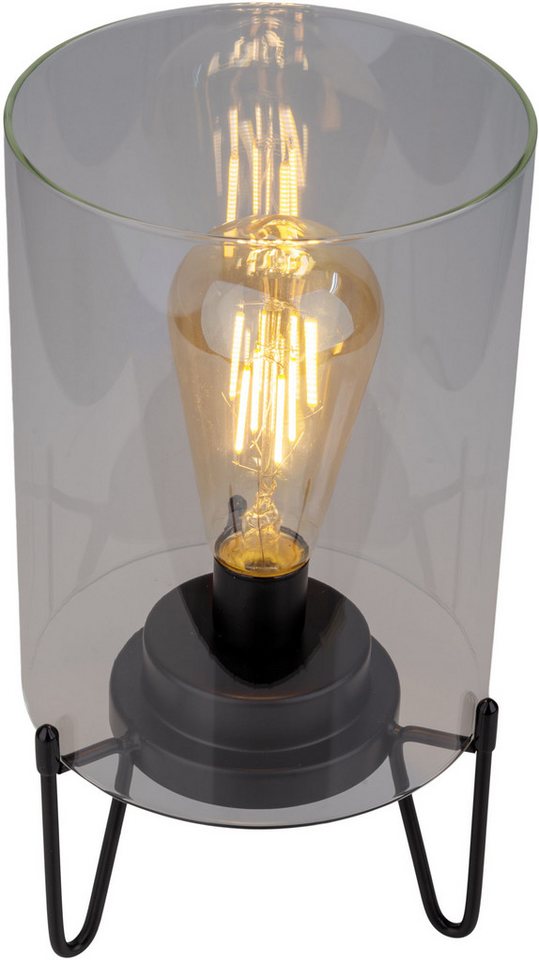 näve LED Außen-Tischleuchte Lonna, Ein-/Ausschalter, Timerfunktion, LED fest integriert, Warmweiß, Glasschirm klar, batteriebetrieben, Timer, Gestell schwarz, H – Bild 5 von 5