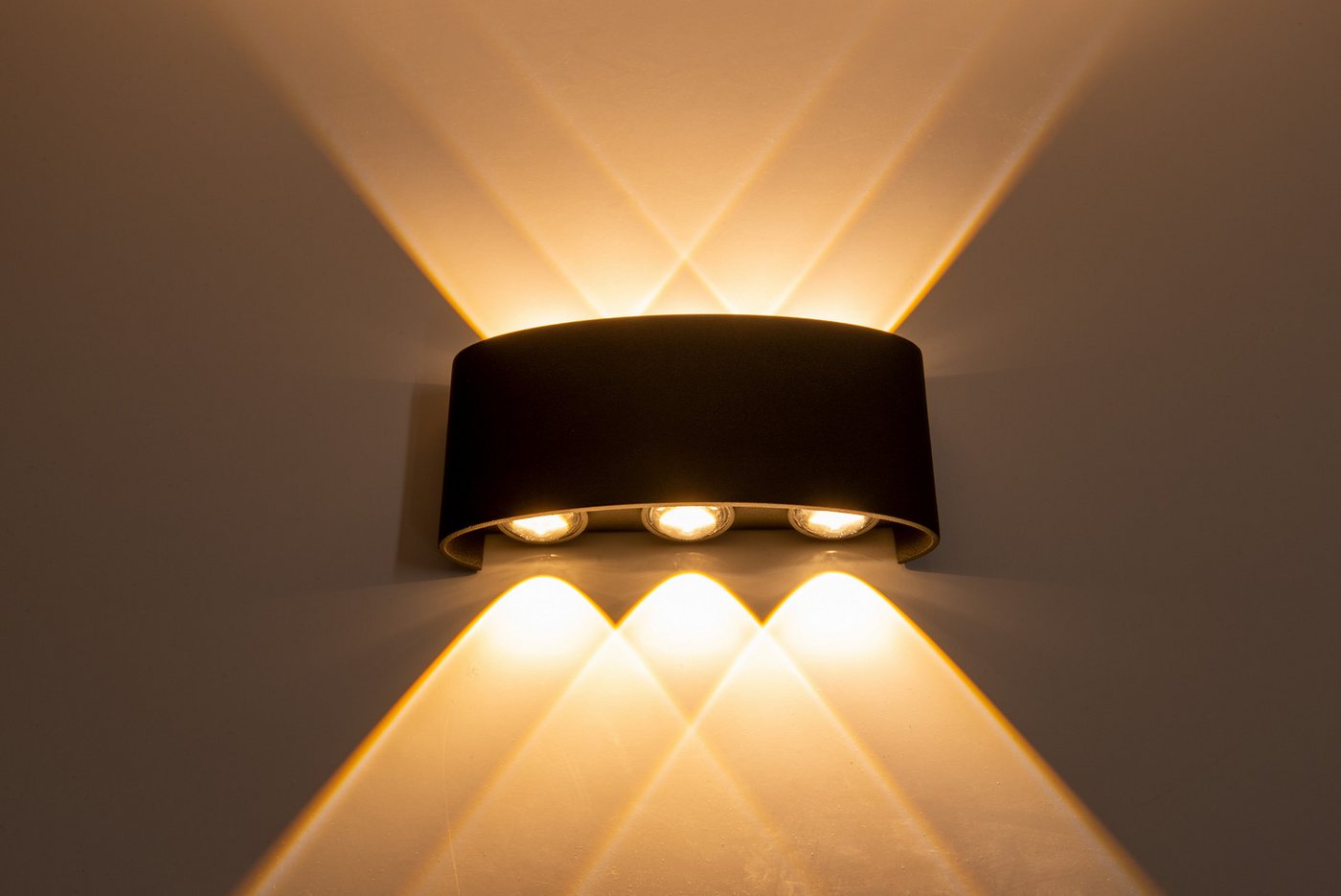 näve LED Außen-Wandleuchte Auron, LED fest integriert, Warmweiß, anthrazit, geschwungene Form, Lichtaustritt nach oben und unten, IP54 – Bild 2 von 5