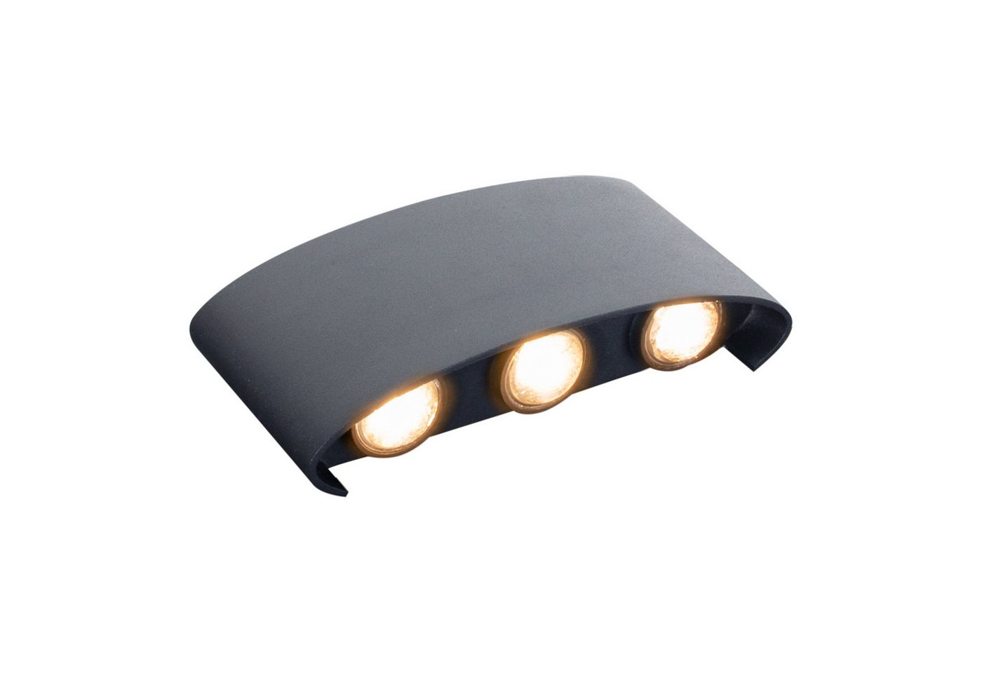 näve LED Außen-Wandleuchte Auron, LED fest integriert, Warmweiß, anthrazit, geschwungene Form, Lichtaustritt nach oben und unten, IP54 – Bild 3 von 5