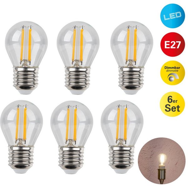 näve LED-Leuchtmittel Daffy, E27, 6 St., Warmweiß, 6er Set, LED in warmweiß, E27, dimmbar, Farbe klar, D: 4,5cm, H: 8cm