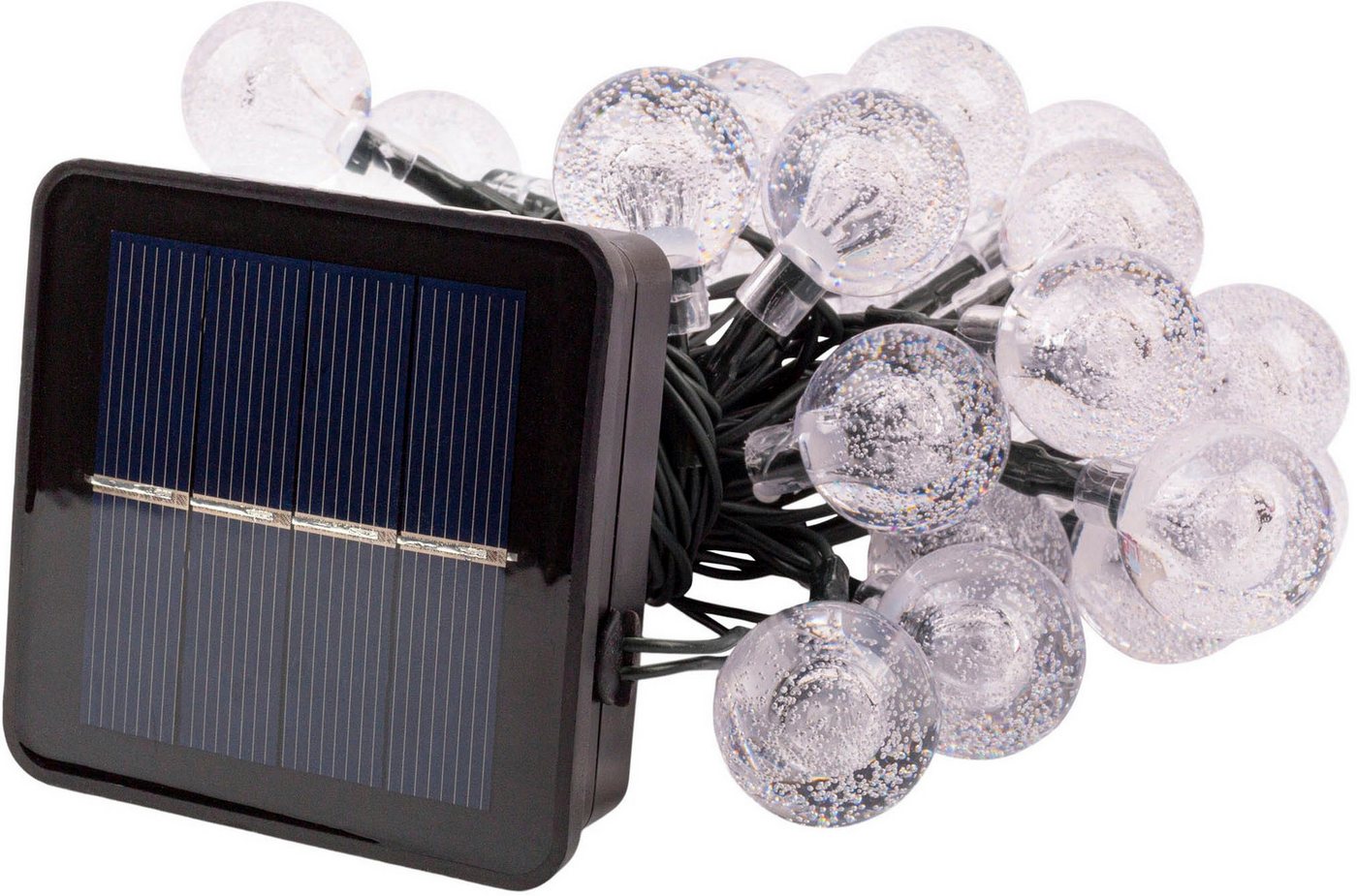 näve LED-Lichterkette Becul, 50-flammig, Solar, 50 Leuchtkugeln, 8 Leuchtmodi per Fernbedienung inkl., Timer – Bild 5 von 5