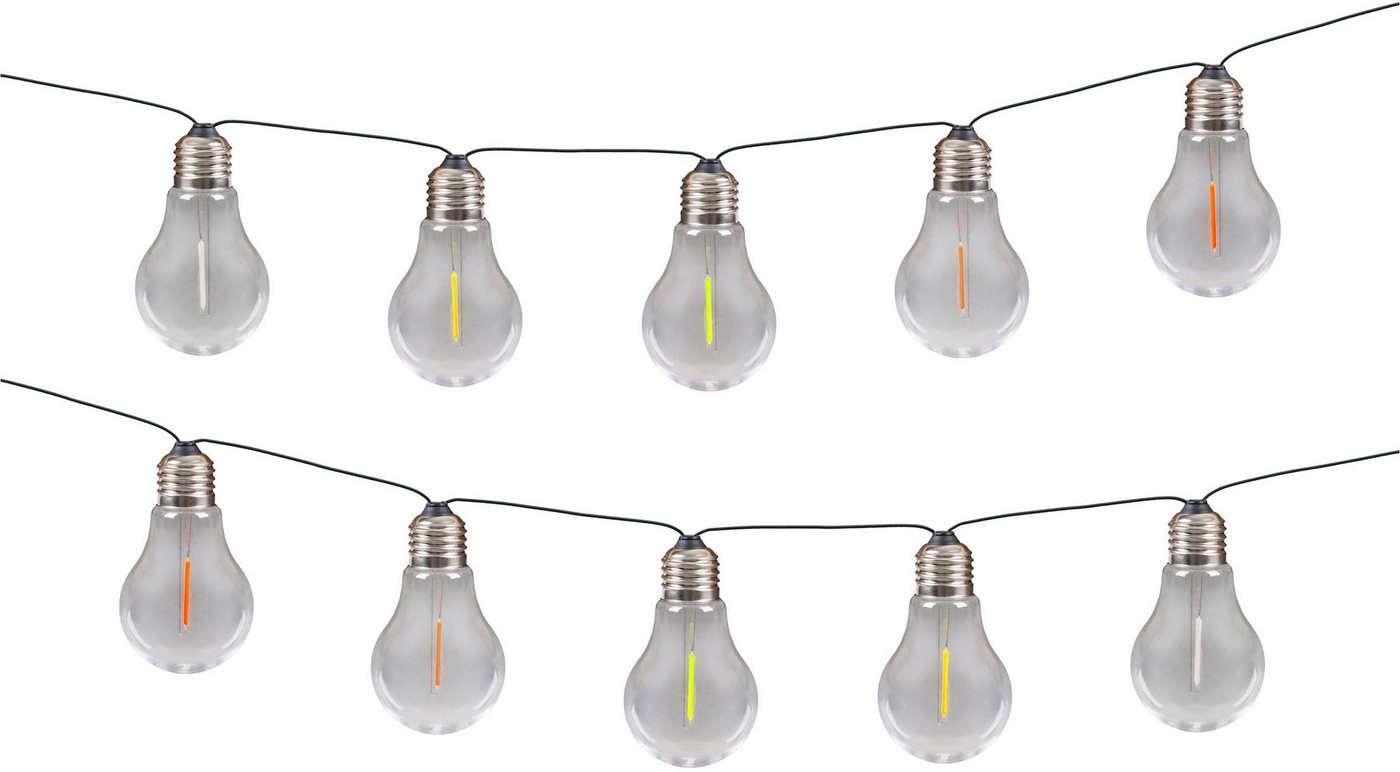näve LED-Lichterkette Linda, 10-flammig, Solar, 10 Glühbirnen klar, RGB-LED, Dämmerungssensor, Zuleitung 180cm – Bild 4 von 5