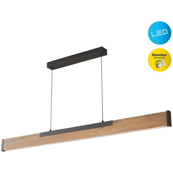 näve LED Pendelleuchte Wilma, Dimmfunktion, Memoryfunktion, LED wechselbar, Warmweiß, mit Holz, dimmbar per Wandschalter, Memoryfunktion, höhenverstellbar
