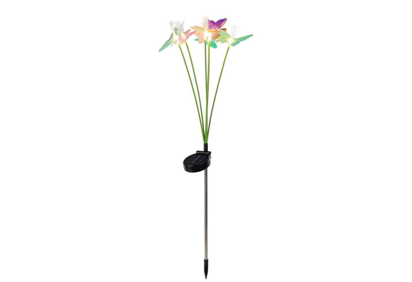 näve LED Solarleuchte Mariposa, LED fest integriert, Warmweiß, 2er-Set Dekoerdspieß, je 6 Schmetterlinge, je 6 LED, H: 70cm, bunt – Bild 4 von 5