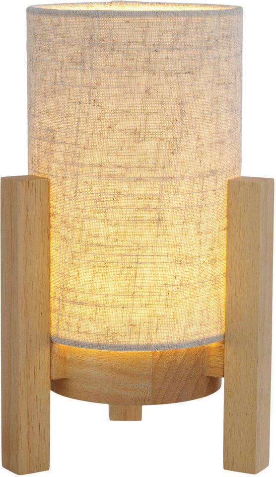 näve LED Tischleuchte Madita, Ein-/Ausschalter, LED wechselbar, Warmweiß, Akkubetrieb, inkl. USB-C-Kabel, Holzgestell, Textilschirm, dimmbar – Bild 3 von 5