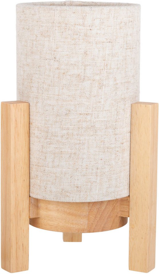 näve LED Tischleuchte Madita, Ein-/Ausschalter, LED wechselbar, Warmweiß, Akkubetrieb, inkl. USB-C-Kabel, Holzgestell, Textilschirm, dimmbar – Bild 4 von 5