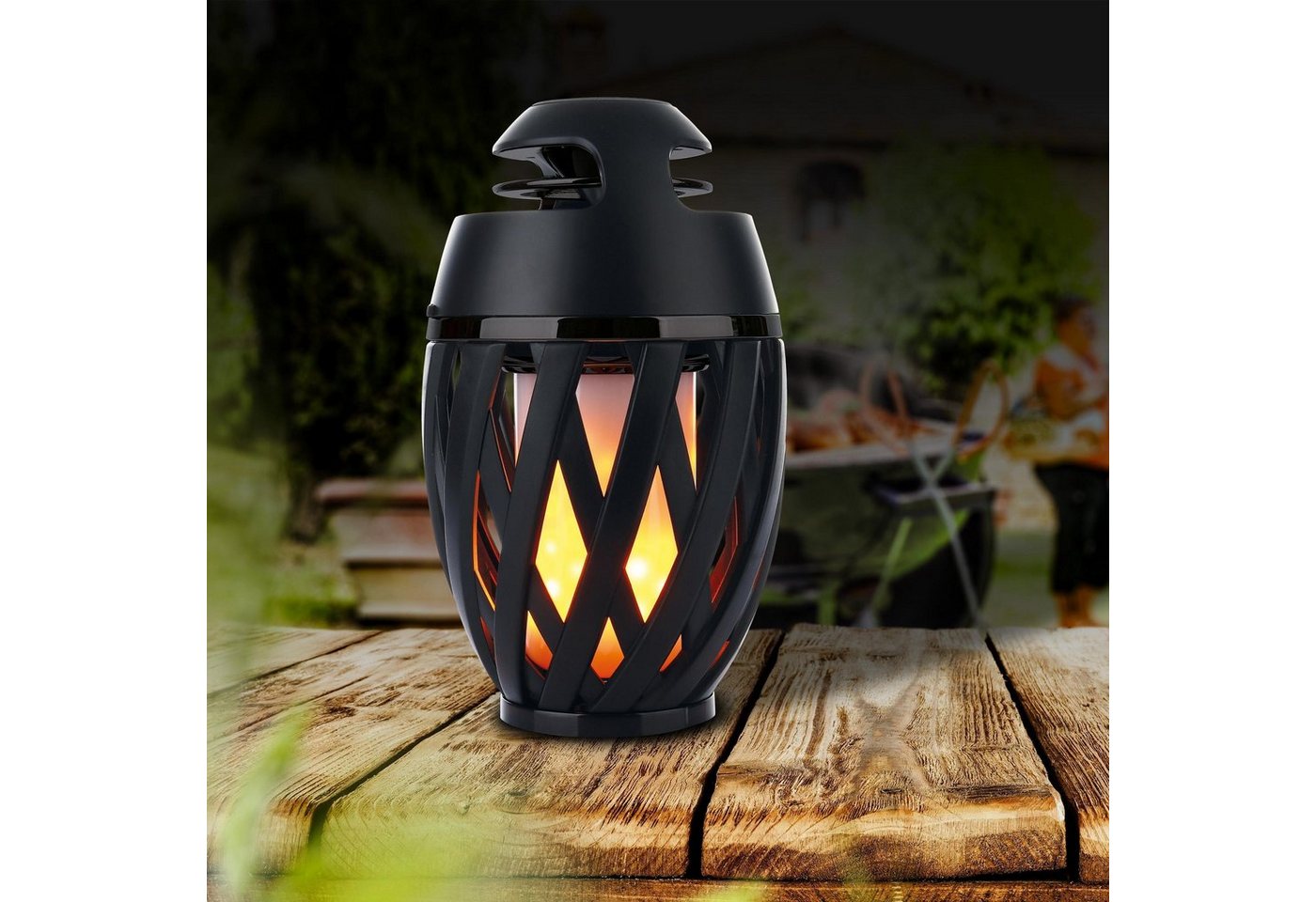 näve LED Tischleuchte Muna, Bluetooth-Lautsprecher, USB-Ladefunktion, LED fest integriert, Bluetooth Speaker, Falmmeneffekt, ca. 5-6h Lichteffekt + Lautsprecher – Bild 3 von 5