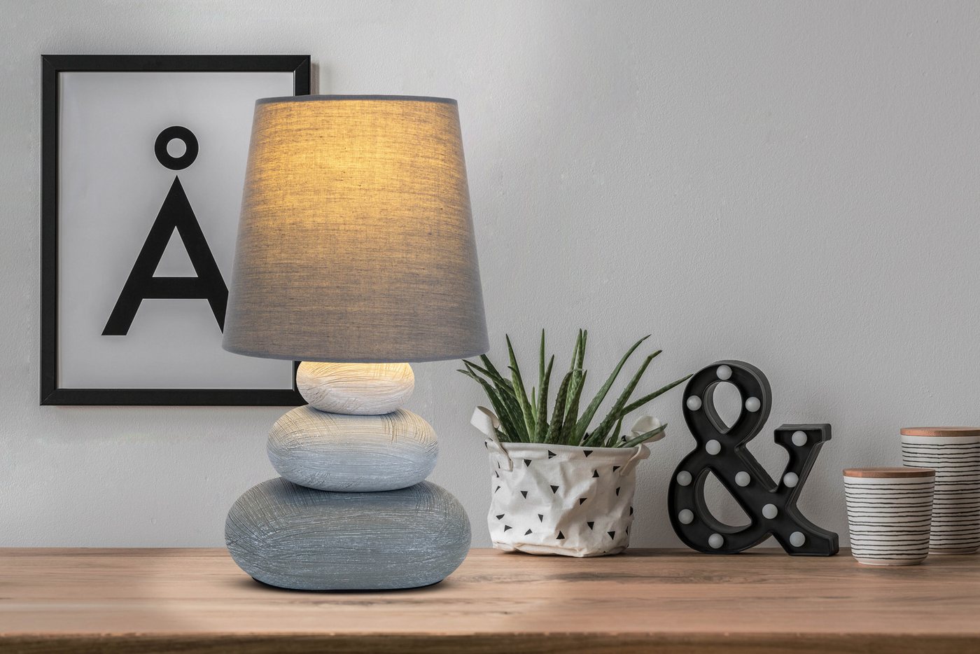 näve LED Tischleuchte Stoney, ohne Leuchtmittel, Zuleitung: ca. 130 cm – Bild 2 von 5