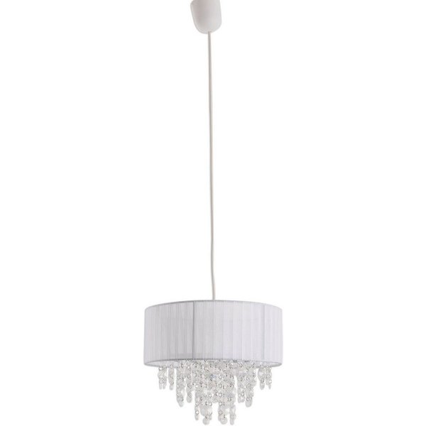 näve Pendelleuchte Kristallo, ohne Leuchtmittel, Leuchtmittel wechselbar, incl. Pendel: weiß - 80cm, Material: Metall/Kunststoff/Textil, weiß