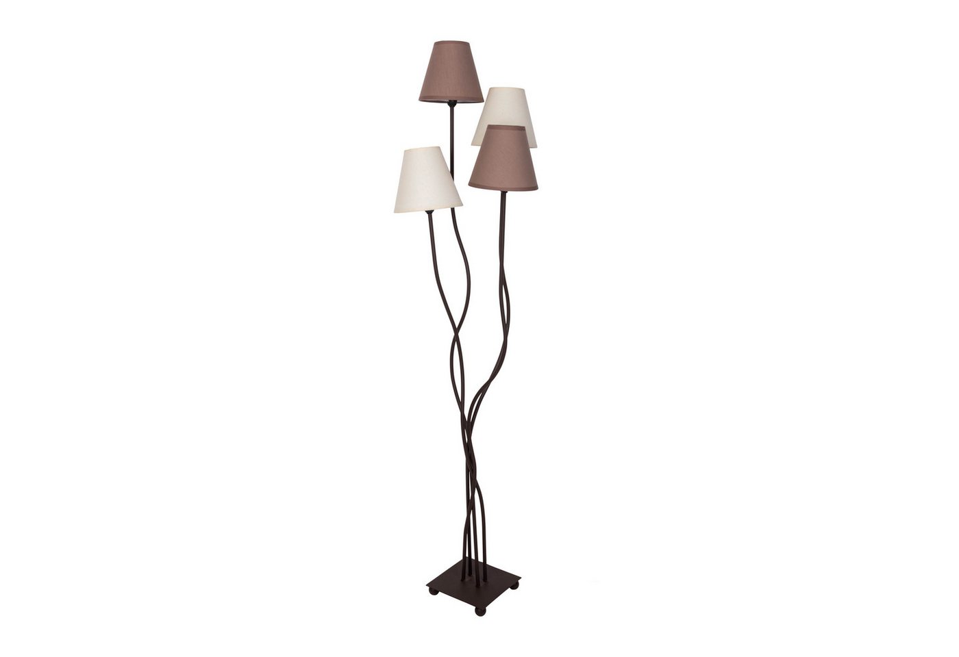 näve Stehlampe Boho, ohne Leuchtmittel, 4flg., E14, Textilschirme 2x beige, 2x braun, inkl. Fußschalter – Bild 4 von 5