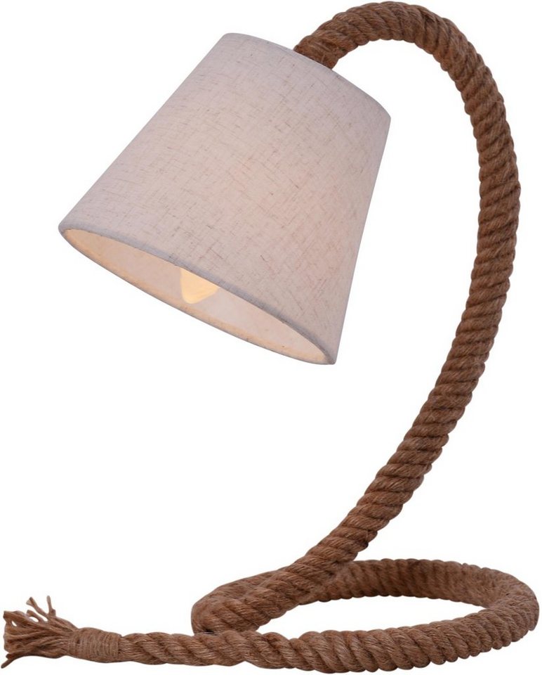 näve Tischleuchte Rope, ohne Leuchtmittel, Exkl. 1x E14 max. 40W,Fuß: Juteseil natur,Farbe Schirm: weiß – Bild 2 von 5