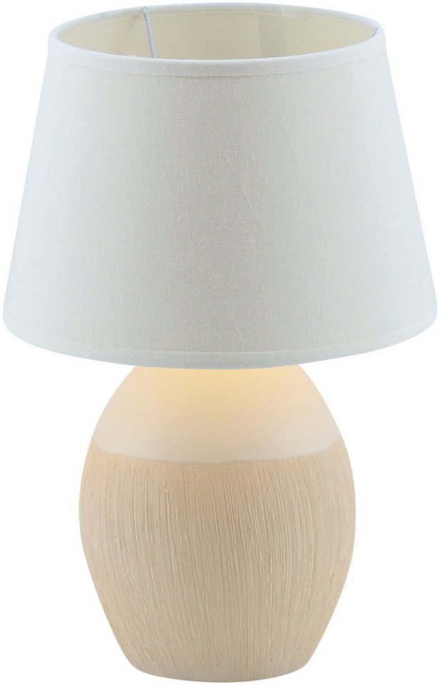 näve Tischleuchte Talia, ohne Leuchtmittel, Keramikfuß, Textilschirm, Zuleitung 130 cm mit Kippschalter, E14 – Bild 2 von 5