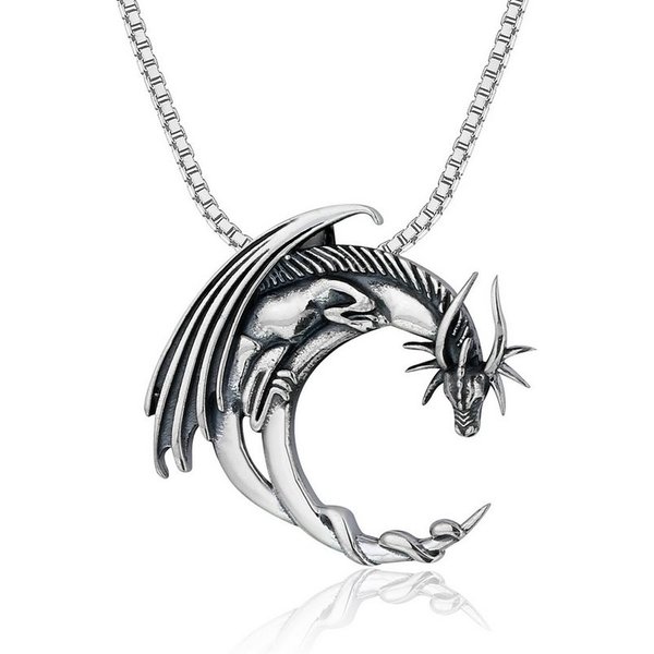 NAHLE Kette mit Anhänger Silber Drache Halsschmuck Anhänger (2-tlg., inkl. Schmuckbox), - rhodiniert anlaufgeschützt