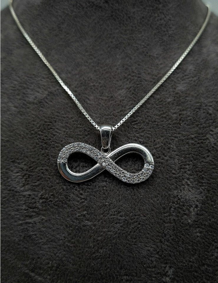 NAHLE Kette mit Anhänger Silberkette Infinity Unendlichkeitsschleife (inkl. Schmuckbox), 925 Silber Anhänger mit Zirkonia - rhodiniert – Bild 2 von 5