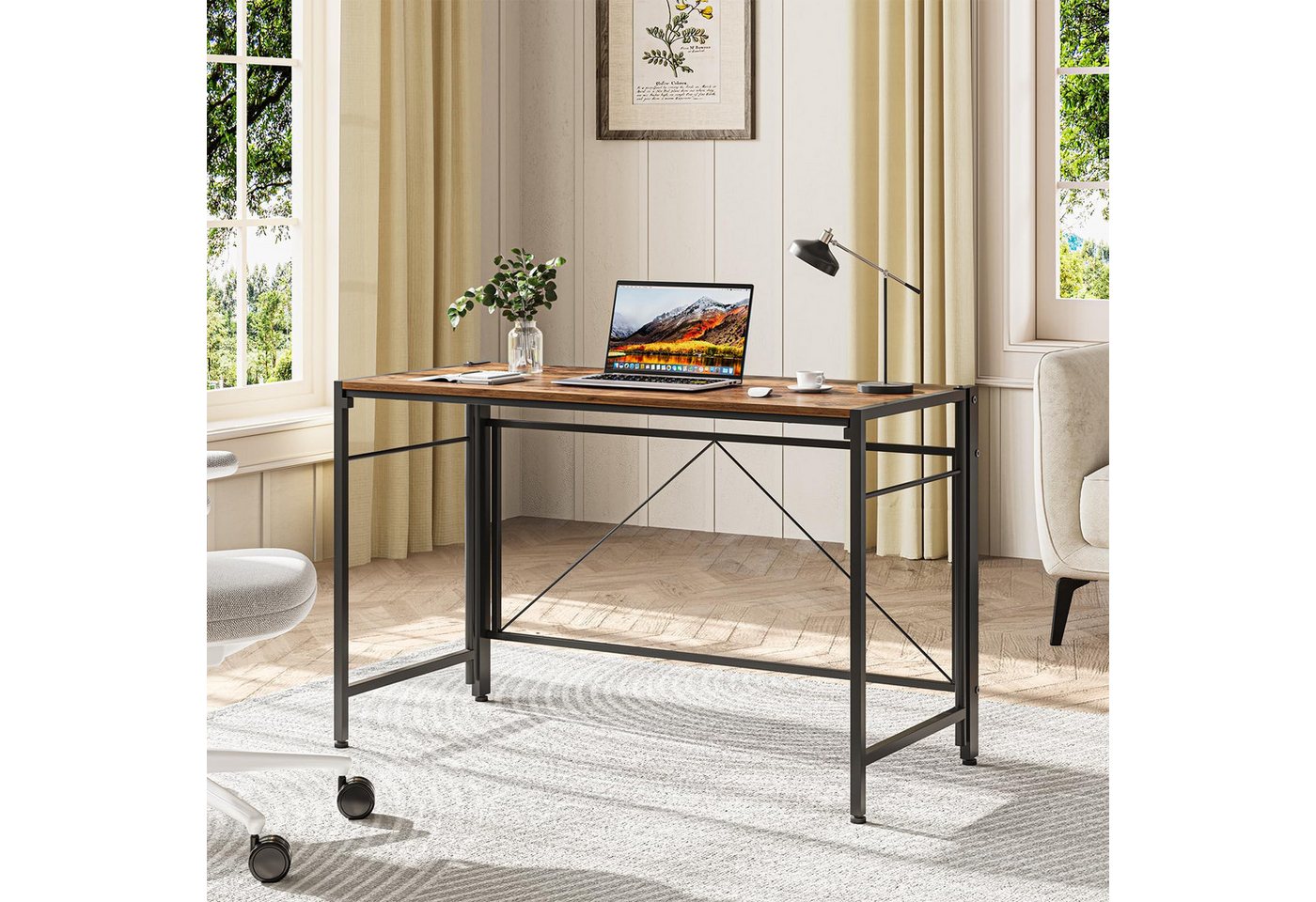 NAIMP Klapptisch Klappschreibtisch, Faltbar Tisch, Computertisch Platzsparend, Tischplatte aus MDF, einfache Montage – Bild 2 von 5