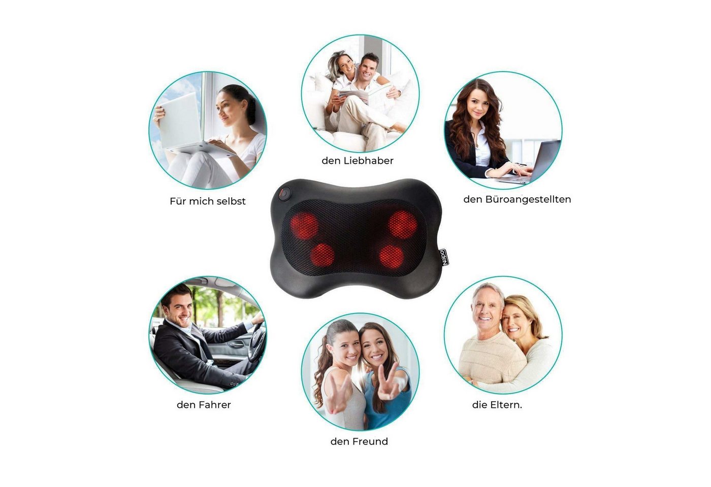 NAIPO Massagekissen, Shiatsu Massagegerät für Nacken Schulter Rücken – Bild 5 von 5