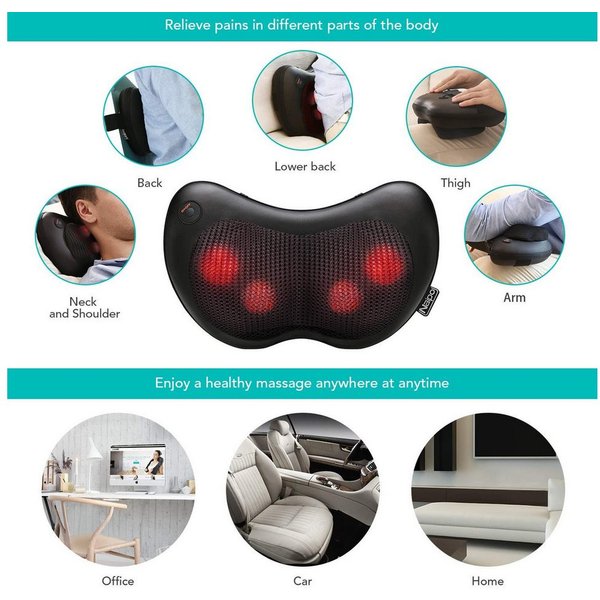 NAIPO Massagekissen, Shiatsu Massagegerät für Nacken Schulter Rücken