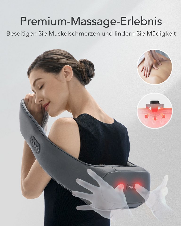 NAIPO Shiatsu-Massagegerät, Kabelloses Schultermassagegerät mit Infrarotwärme – Bild 3 von 5