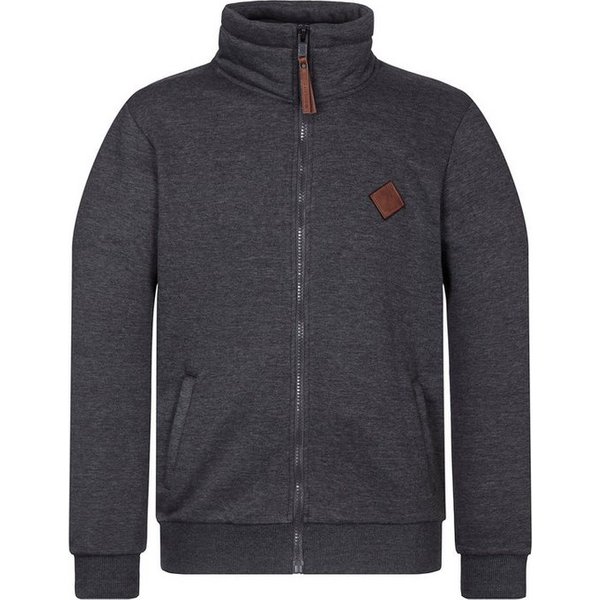 naketano Sweatjacke Herren hoher Stehkragen, Reißverschluss, Eingrifftaschen, meliert Rippbündchen, Kordelzug, Logo-Patch, Regular Fit, casual, Streetwear