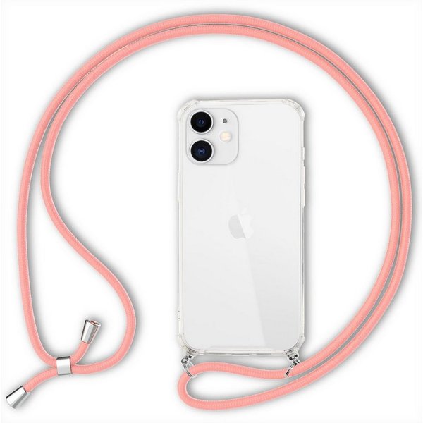Nalia Backcover Apple iPhone 12 Apple iPhone 12 Pro 15,5 cm (6,1 Zoll), Klare Hybrid Hülle mit Kette / Schutzhülle zum Umhängen / Handyband