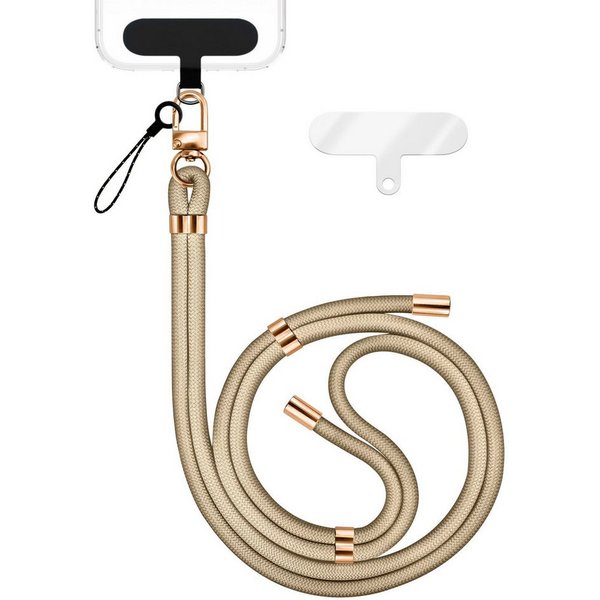 Nalia Handykette Universal Smartphone, Nylon Handyband / Karabiner Gold & 2 Pads / 35-75cm Tragelänge