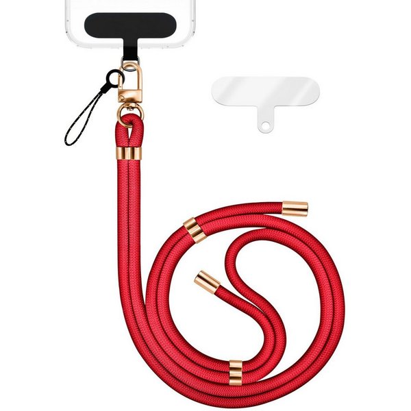 Nalia Handykette Universal Smartphone, Nylon Handyband / Karabiner Gold & 2 Pads / 35-75cm Tragelänge