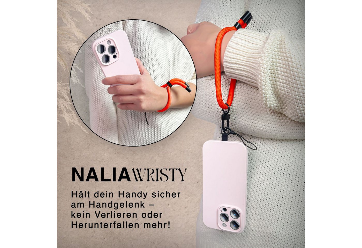 Nalia Handykette Universal Smartphone, Handgelenkschlaufe / Nylon Lanyard / für Handyhülle Schlüssel Kamera – Bild 2 von 5