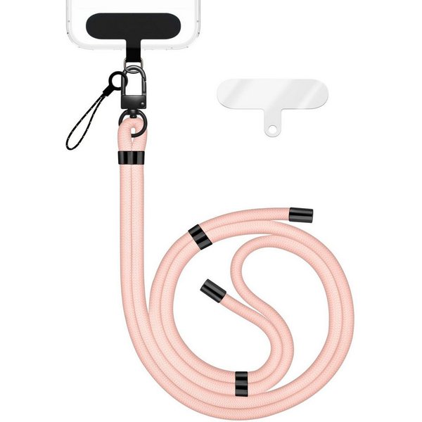 Nalia Handykette Universal Smartphone, Nylon Handyband / Karabiner Gold & 2 Pads / 35-75cm Tragelänge