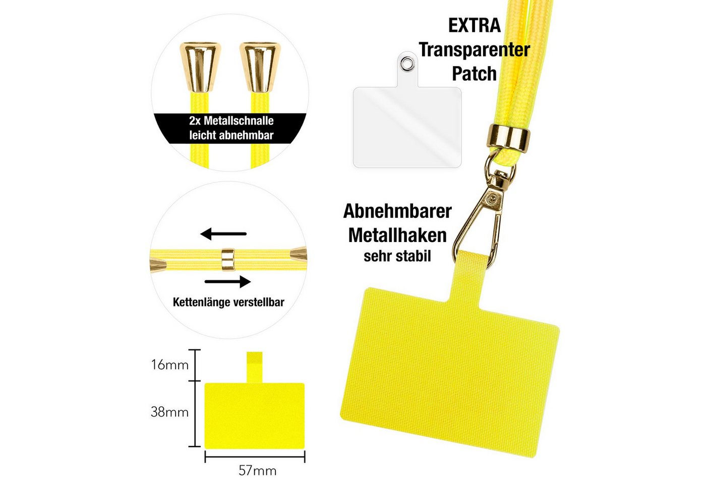 Nalia Handykette Universal Smartphone, Fashion Lanyard 160cm Verstellbar / Band für Handyhülle zum Umhängen – Bild 3 von 5