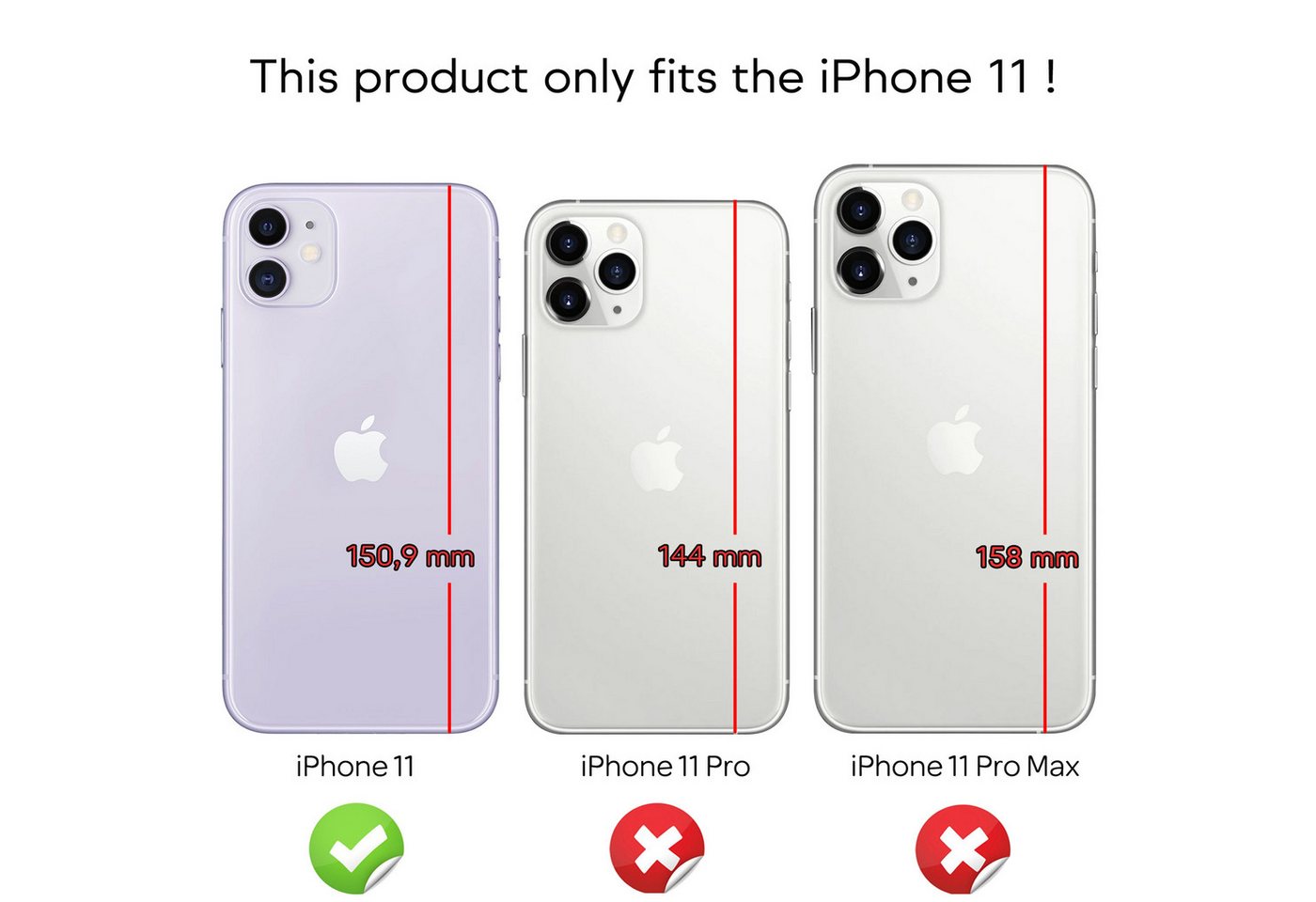 Nalia Smartphone-Hülle Apple iPhone 11 15,5 cm (6,1 Zoll), Glitzer Ring Silikon Hülle / 360 Grad Finger-Halter / Standfunktion – Bild 4 von 5