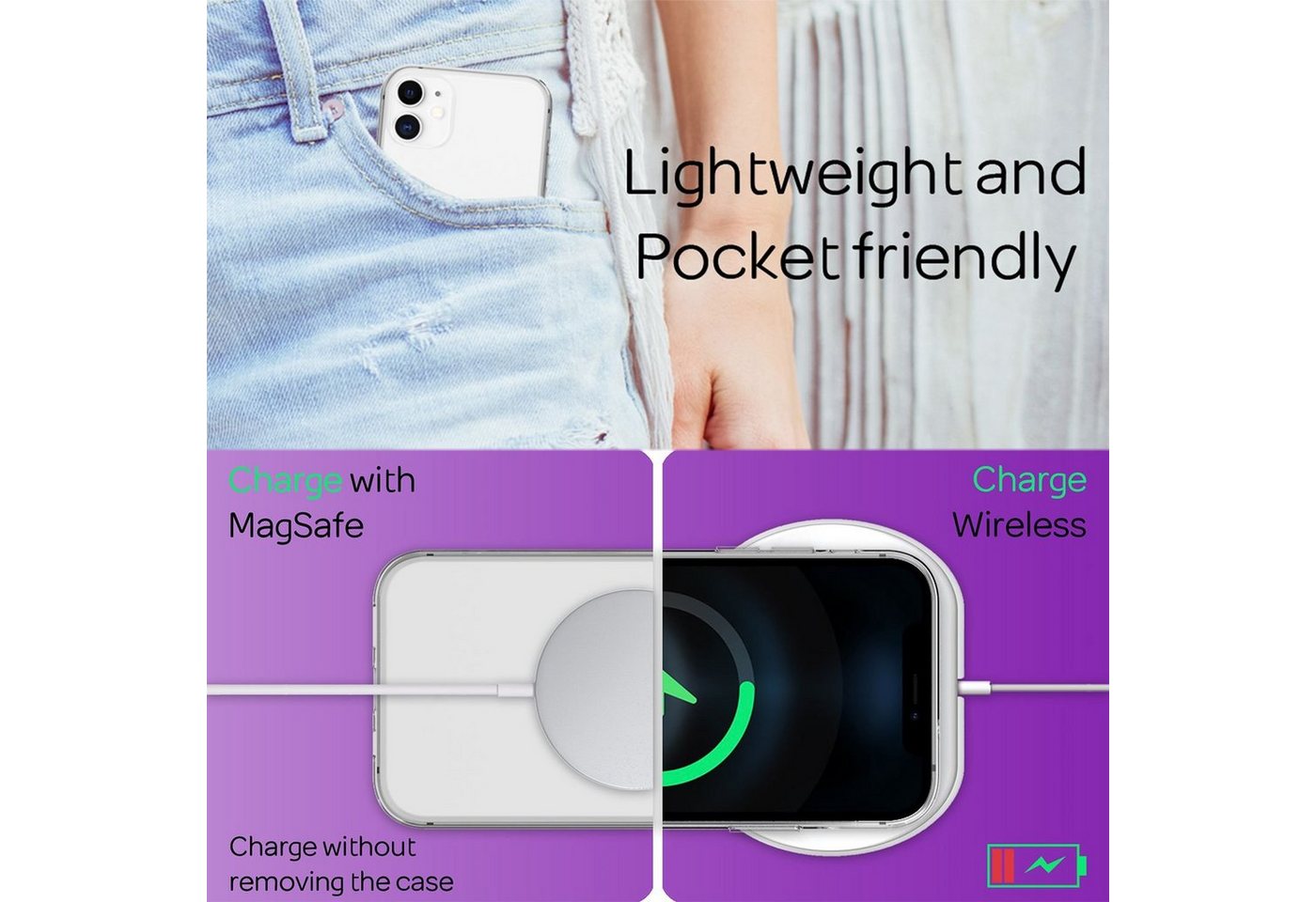 Nalia Smartphone-Hülle Apple iPhone 12 Mini 13,7 cm (5,4 Zoll), GLAZE Case - Transparentes Silikon, Anti-Watermark & Schlank – Bild 5 von 5