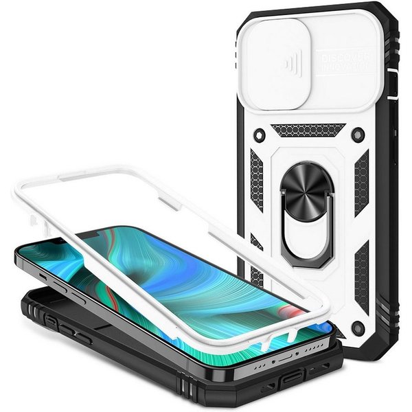 Nalia Smartphone-Hülle Apple iPhone 13 Pro Max 17 cm (6,7 Zoll), Outdoor Military-Style Ring Hülle / Kamera-Abdeckung & Display-Rahmen