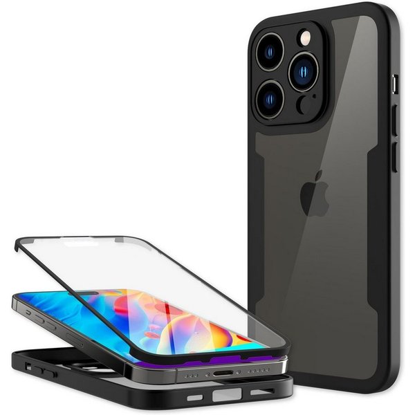 Nalia Smartphone-Hülle Apple iPhone 14 Pro Max 17 cm (6,7 Zoll), Klare 360 Grad Hülle / Rundumschutz / Hybrid Case / Schutzrahmen Matt