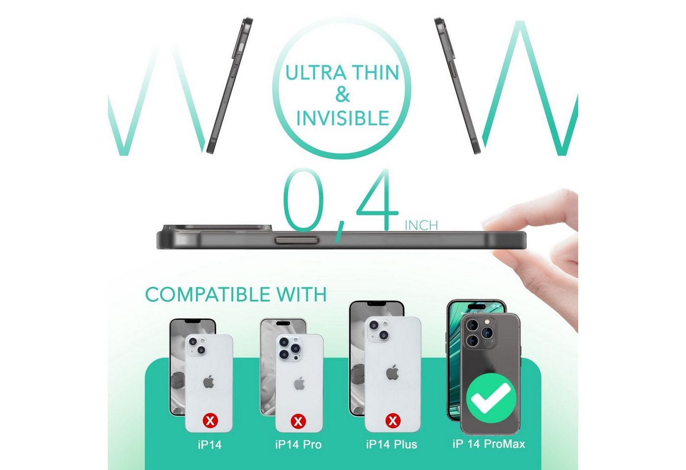 Nalia Smartphone-Hülle Apple iPhone 14 Pro Max 17 cm (6,7 Zoll), Extrem Dünnes Mattes Hardcase / 0,3mm Schlanke Hülle / Durchscheinend – Bild 5 von 5