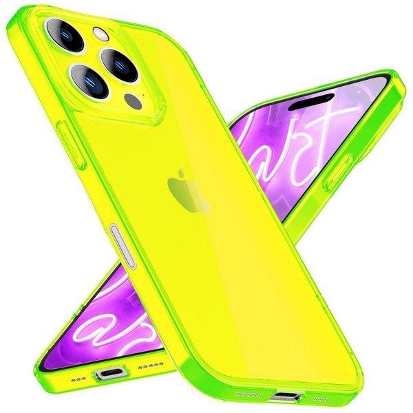 Nalia Smartphone-Hülle Apple iPhone 16 Pro 16 cm (6,3 Zoll), Klare Neon Silikon Hülle / Bunt / Durchsichtig Transparent / Slim Case