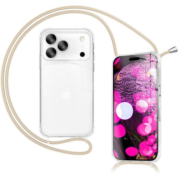 Nalia Smartphone-Hülle Apple iPhone 18 Pro Max Apple iPhone 17 Pro Max 17,5 cm (6,9 Zoll), Klare Hülle mit Band zum Umhängen / 160cm Handy Kette Verstellbar