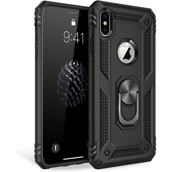 Nalia Smartphone-Hülle Apple iPhone XS Max 16,5 cm (6,5 Zoll), Outdoor Military Style Hülle mit Ring / Extrem Schützend / Panzer Case