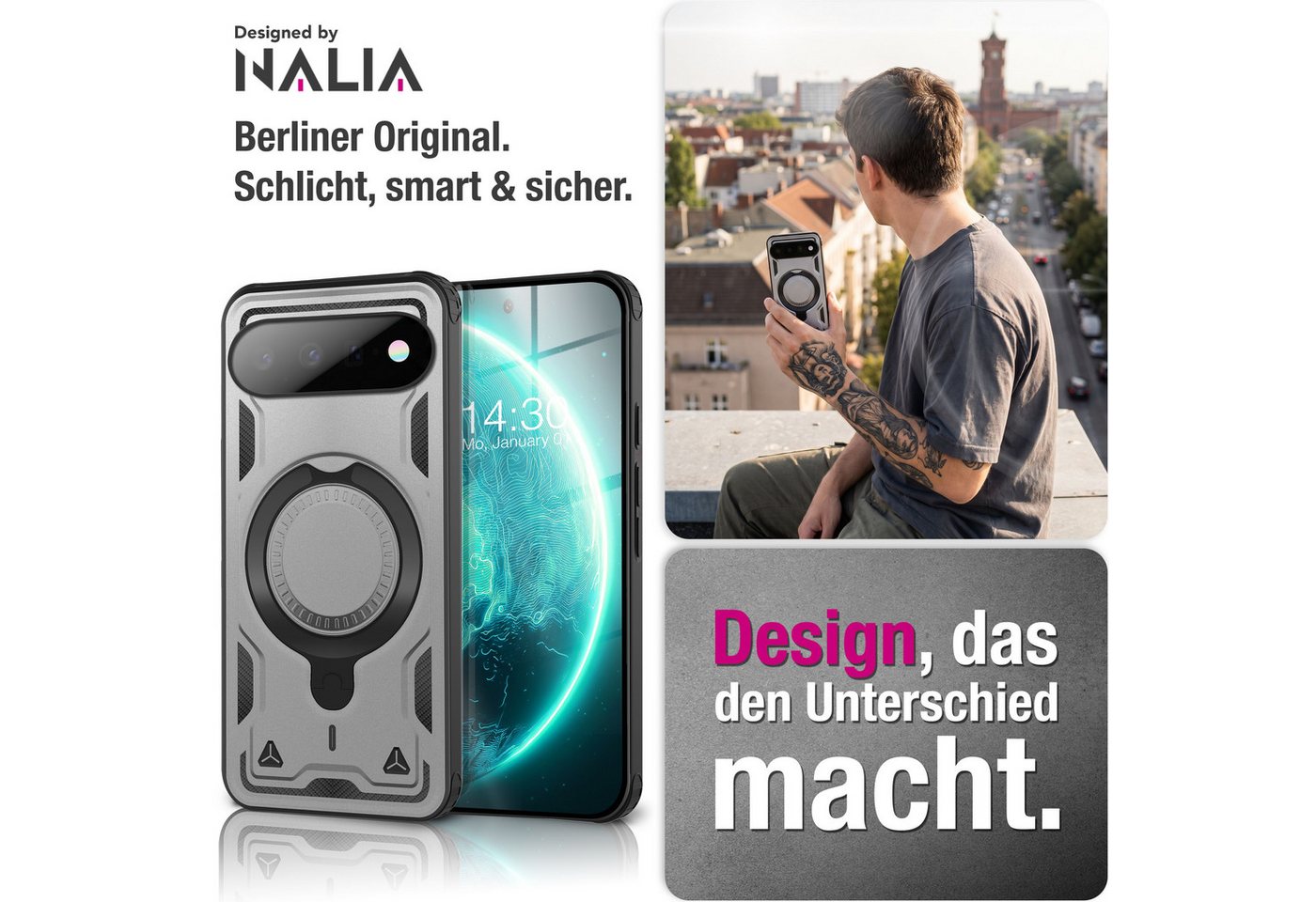 Nalia Smartphone-Hülle Google Pixel 11 Google Pixel 11 Pro 16 cm (6,3 Zoll), Military Armor Case / MagSafe / Extrem Schutz / 360° Ring / Outdoor – Bild 5 von 5